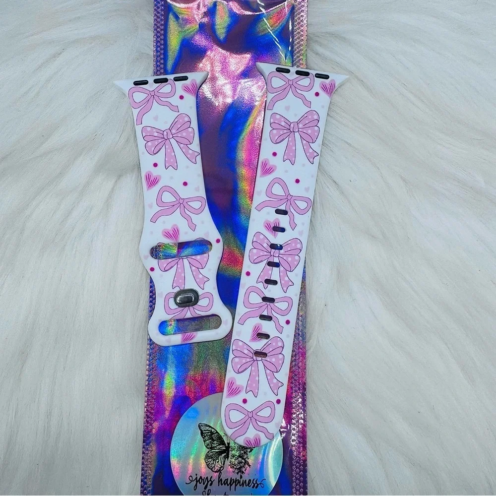 New Pink Bows Design Watch Band For Apple Watch  38mm / 40mm / 41mm